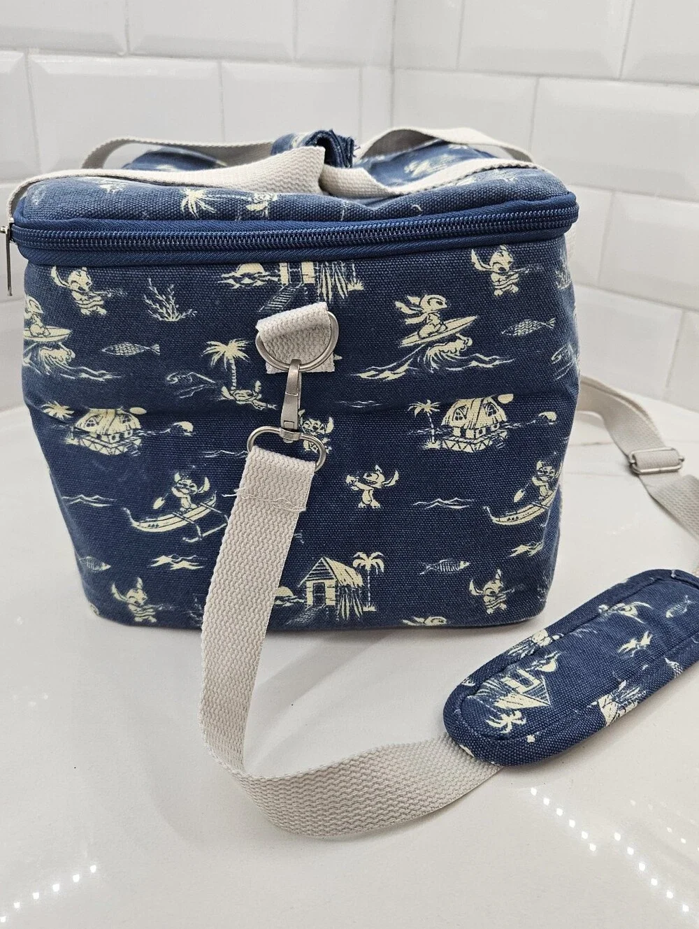 Disney Parks Store Lilo & Stitch Blue Canvas Soft Side Cooler Bag Insulated NWOT